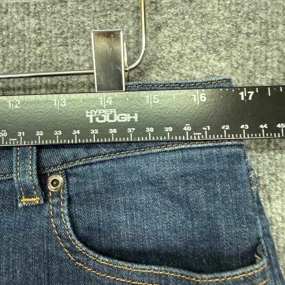 L.L. Bean Jeans Womens 14 Blue Classic Fit Denim Green Flannel Lined High Rise - Picture 11 of 16